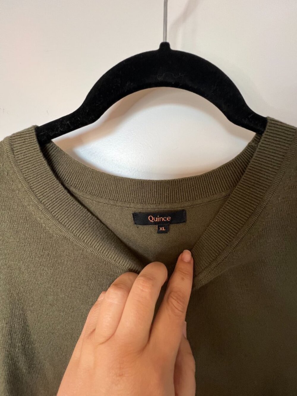 Quince XL Lightweight Cotton Cashmere Crew Sweater, Green - Picture 9 of 9